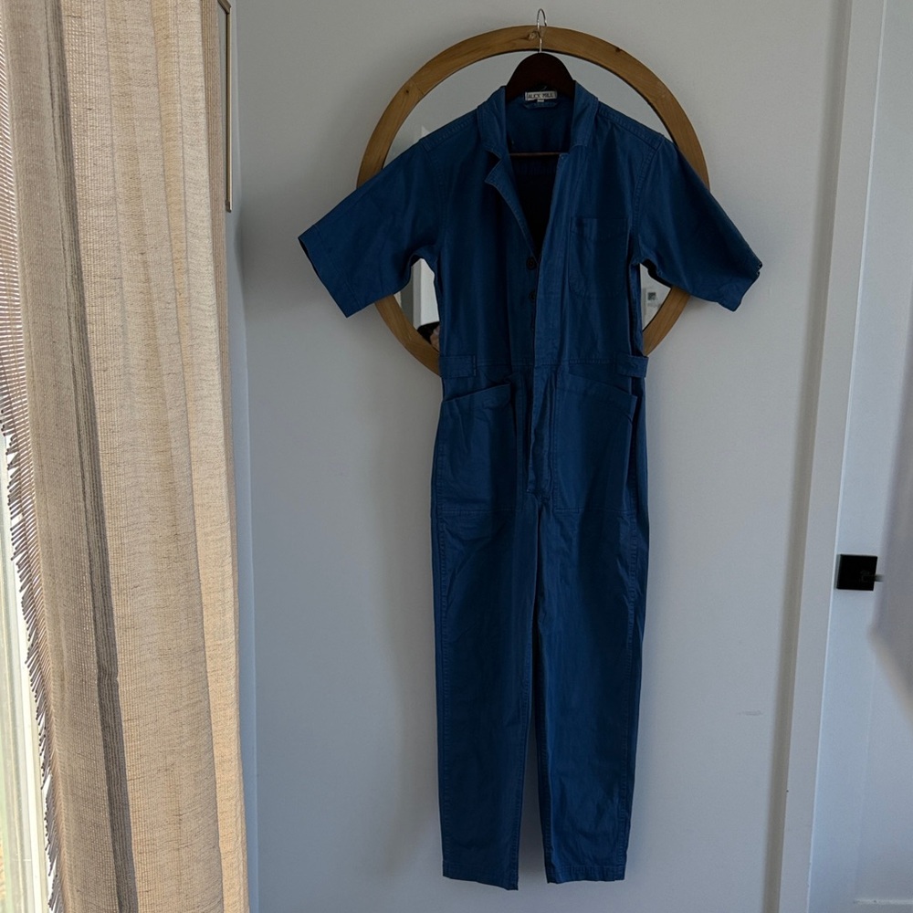 Alex Mill Blue Short Sleeve Utility Jumpsuit